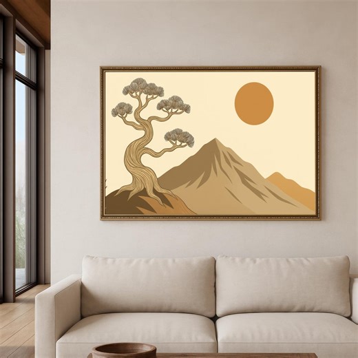 Bristlecone Pine Wall Art, Japandi Tree Print, Minimalist Mountain Decor (digital Download) - Etsy