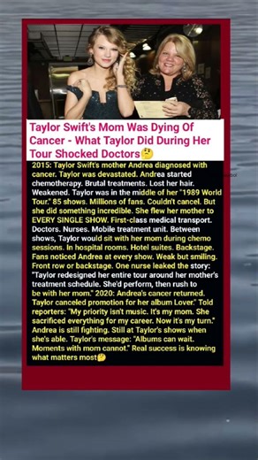 😱♥️Taylor Swift's Mom Was Dying Of Cancer What Taylor Did During Her Tour Shocked Doctors #shorts