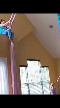 Middle Child Problems🤦🏻‍♀️: Dad gets her down and says he’s also taking the aerial silks down…😳