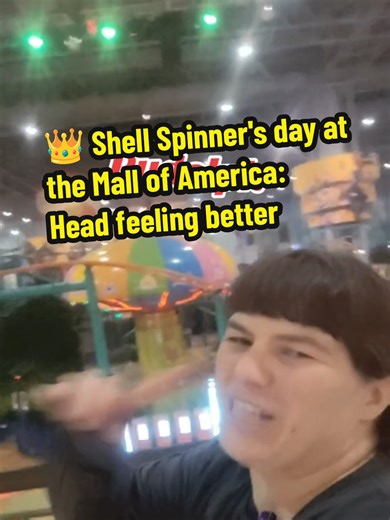 Queen Shell Spinner's day at the Mall of America: Head feeling better #queenshellspinner #tmntshellshockride #nickelodeonuniverse #mallofamerica