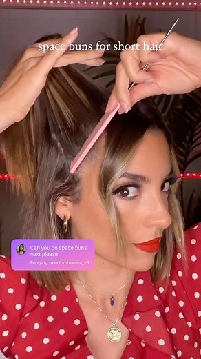 67K views · 11K reactions | easy and quick space buns tutorial for short hair ✨ save for later 欄 #hairstyle #hairtutorial #spacebuns | Bilintina MakeUp | Facebook