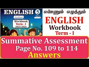5th standard english term 1 workbook Summative Assessment Answers page no 109-114 l Summative Assess