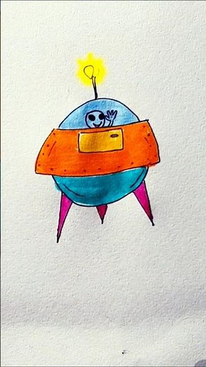 Alien Spaceship Easy Drawing And Animation #alien #shorts #drawing #animation