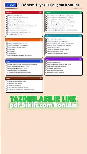 ➡️ Tüm 9. Sınıf 2. Dönem 1. Yazılı konularını ücretsiz indir: pdf.bikifi.com/konular