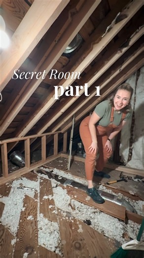 Laura Avery | DIY & Home on Instagram: "What would you want in a secret room? Drop ideas in the comments please! #cottagecore #attic #atticrenovation #secretroom #girlsroom #diy"