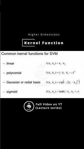 Kernel Function - Higher Dimension #ai #datascience #machinelearning #artificialintelligence #python