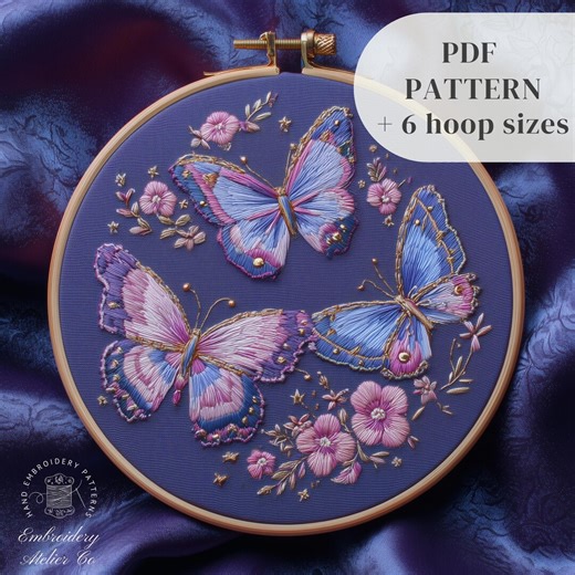 Luna Moth Embroidery Pattern, Floral Insects PDF Design, Whimsical Stitching - Etsy