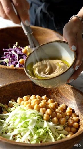 Cabbage & Chickpea Salad with Tahini Dressing