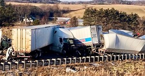 Dozens of vehicles crashed on icy stretch of I-94 in Wisconsin, officials say