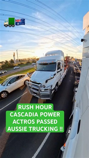 Day164 of year 2026. RUSH HOUR! Freightliner Cascadia Car Carrier Semi Passing Mercedes Actros Semi.