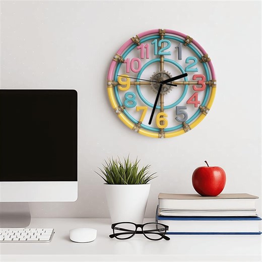 Colorful Wall Clock - Vibrant Rainbow Timepiece for Home Decor Living Room Kitchen Office Art - Etsy