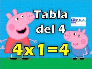Tabla de Multiplicar del 4 - Matematicas para niños con personajes de Peppa Pig