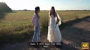 Horny Bride Ran Away From The Wedding And Showed Her Natural Tits To Strangers In The Field 18 Min