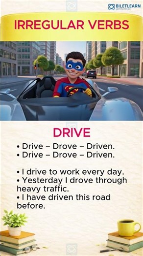 Master Irregular Verbs: DRIVE - DROVE - DRIVEN | BILETLEARN | Learn 1, Know 2 with Native Word Pairs