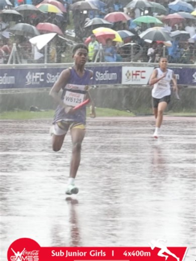 RE:LiVE - Sub-Junior Girls - 4x400m Finals 🏃‍♀️⚡️ Lautoka champions Natabua High School storms home in the rain to take out gold ahead of Thomas Baker Secondary School and Immaculate Conception College in a commanding 4x400m display 🔥 #Cokes2026 #Fijivillage #Re:Live
