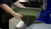 Industrial printing on woven material, modern digital inkjet printer...