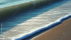 Gentle waves lapping on the sandy shore as the sun sets over a tranquil beach in early evening hours