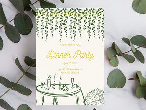 Dinner Party Invitation | Editable Canva Template | Printable Elegant Dinner Invite | Holiday or Birthday Gathering | Instant Download - Etsy