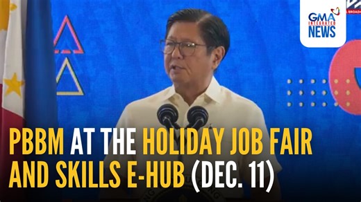 President Ferdinand "Bongbong" Marcos, Jr. graces the Holiday Job Fair and Skills e-hub at a mall in Pasay City today, Dec. 11, 2025. | GMA News