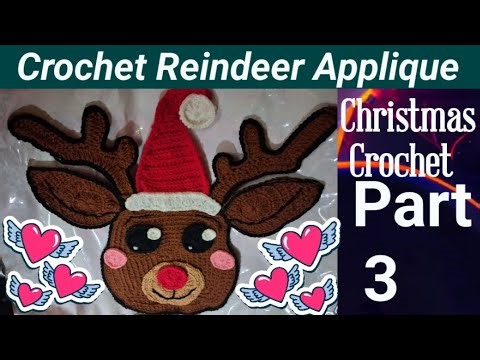 crochet reindeer applique / Christmas crochet