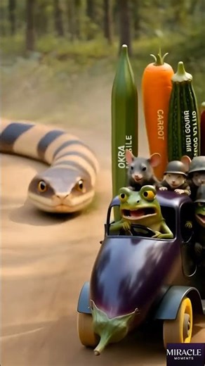 Vegetable Army vs The Giant Snake! 🐸⚔️🐍 | Miracle Moments #Shorts #Comedy #AI