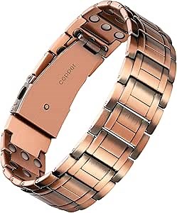Jecanori 3X Strength Copper Bracelets for Men, Mens Pure Copper Magnetic Bracelet with Upgraded 3800 Gauss Magnets, Premium Fold-Over Clasp & Sizing Tool