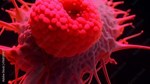 cancer cell or tumor illustration in high detail as a medical science concept, A 3D microscopic view of a tumor cell inside the body provides a clear insight into cancerous growth, AI Generated Stock Video
