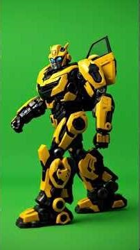 Bumblebee - Dynamic Yellow SciFi Robot Character with Blue Head Standing on Green Screen