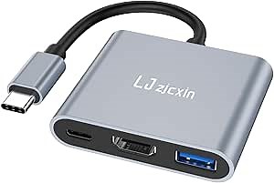 USB C to HDMI Adapter, Type C to 4K HDMI Adapter with 100W PD & USB 3.0 Port Multiport Digital AV Converter for MacBook Pro/air, iPad Pro/air, iPhone 15, Tablets, Switch and More USB-C Devices