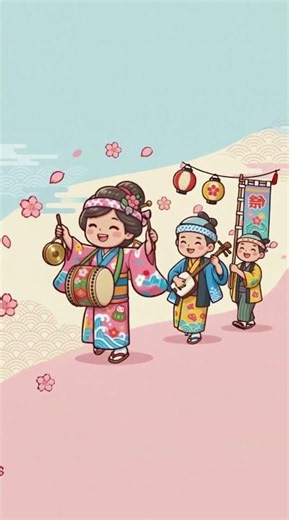 【縦型動画/背景素材】日本の伝統お祭りアニメイラスト（コピースペース・文字入れ・SNS用・高画質）