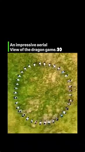 Chhota Balti on Instagram: "The post showcases a 33-second drone-filmed video of a "dragon game," where participants on a grassy field link arms to form a sinuous dragon shape before reforming a circle, demonstrating impressive group coordination in a team-building activity. Replies reveal diverse interpretations, from praise for the fun spectacle to mix-ups with drone light shows forming Chinese dragons, underscoring the video's hypnotic aerial visuals and viral appeal. . . . . . 🤧🤙🏻 . . 日本利