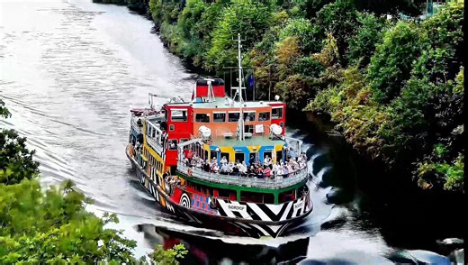 A passenger ship cruises down the river. #british #boating #canalboats #waterfalls #banter | Canal Boats