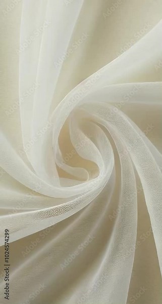 Tulle fabric texture, white color, ultrarealistic, top view, Creamy-white background, ultra realistic, light, airy, floaty, with every fiber and thread meticulously rendered in exquisite detail