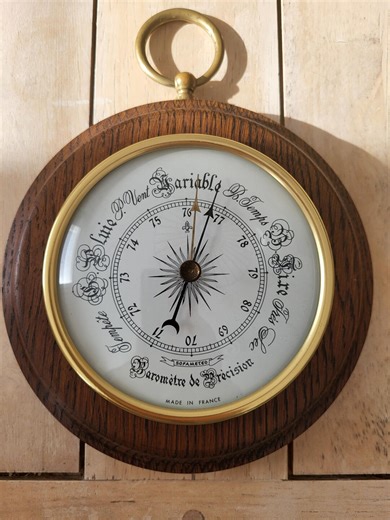 Vintage French Wooden and Brass Barometer - Etsy