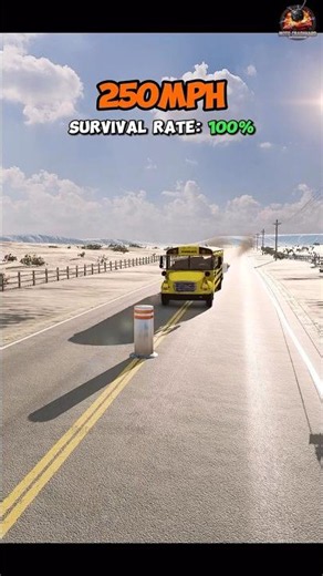 30 MPH vs 300 MPH School Bus Crash - Survival Test #shorts #physics #crashtest