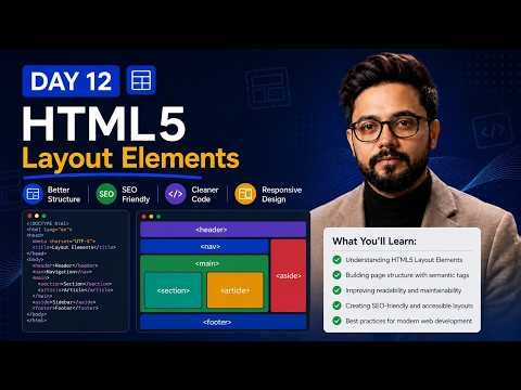 HTML Layout Elements Tutorial 2026 🚀 | Day 12 | Header, Nav, Main & Footer Explained