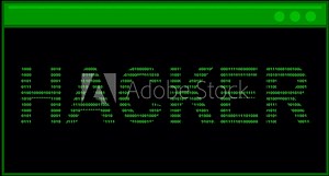 video animation terminal cmd prompt with the hacker text designed with the numbers 0 and 1 of binary code system, on a transparent background with alpha channel set to zero