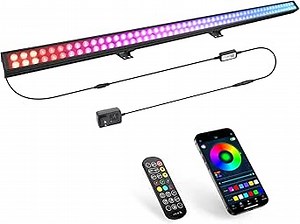 LED Stage Wash Light Bar: 60W Dual-Row LED with 108 LEDs - Remote & App Control - Sound Activated Music Sync - Aluminium Construction for Events DJ Parties Venues Home Decor Band Performances