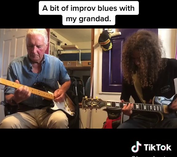 #music #fyp #gibson #gibsonguitars #gibsonlespaul #gibsonlespaulcustom #fender #fenderguitars #fenderstratocaster #guitar #jam #tunes #shred #guitarsoftiktok #grandad #family #positivegrid