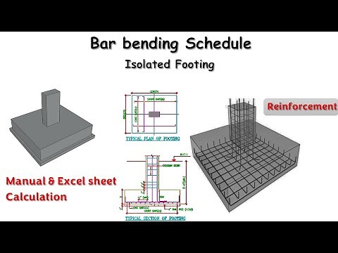 Bar bending schedule of isolated footing | Footing BBS manual & Excel sheet calculation |BBS Footing