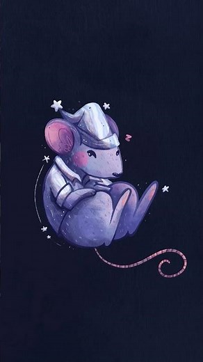Animated Gif Process | Cute Sleeping Mouse | Peachtober23 | Cute Illustration