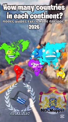 How many countries in each continent🤔 (Collab w/ @NetherlandMapping) cr: @Trini-british_mapping