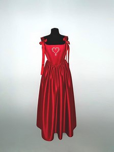 Rich Red Satin Corset Dress With Heart, Elegant Plus Size Evening Gown for Special Occasions - Etsy