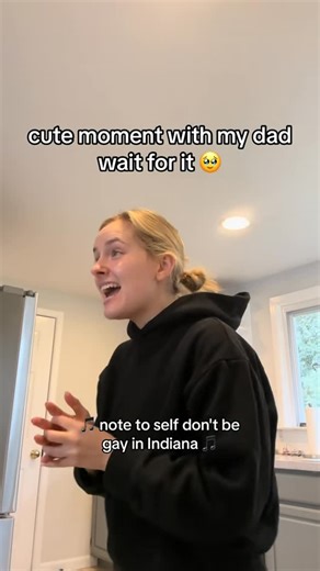 Kayla Moore on Instagram: "sweet little old moment in the kitchen with my dad from right after my first rehearsal for the office 🥹 #theatre #theatrekid #musicaltheatre #theprom #singing"