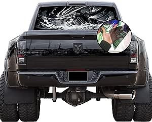 GRAPHIX EXPRESS Dragon Truck Rear Window Decal, Universal See Through Vinyl Wrap, 65" x 17", Custom Style, Vinyl Material, Outdoor Use