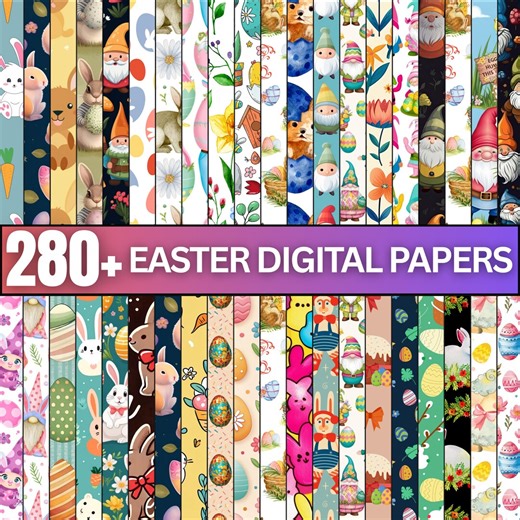 280  Easter Day Digital Paperbundle, Easter Seamless Patterns, Easter Scrapbook Paper, Easter Bunny Paper, Easter Eggs Paper, Spring Paper - Etsy