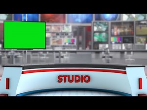 Green Screen Virtual Studio News Desk | No Copyright Stock Video