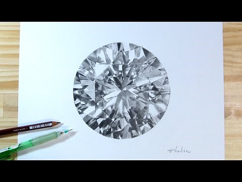 ダイヤモンドの絵をリアルに描いてみた。Drawing and Painting - Diamond