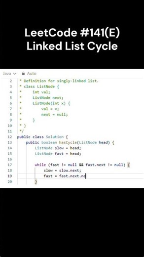 LeetCode #141(E) Linked List Cycle #java #shorts #JoeAndChill