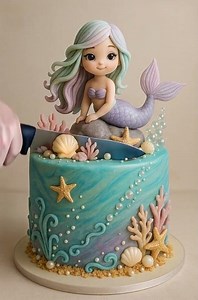 Mystic Mermaid Cake – Sparkling Ocean Fantasy in Fondant 🧜‍♀️🌊